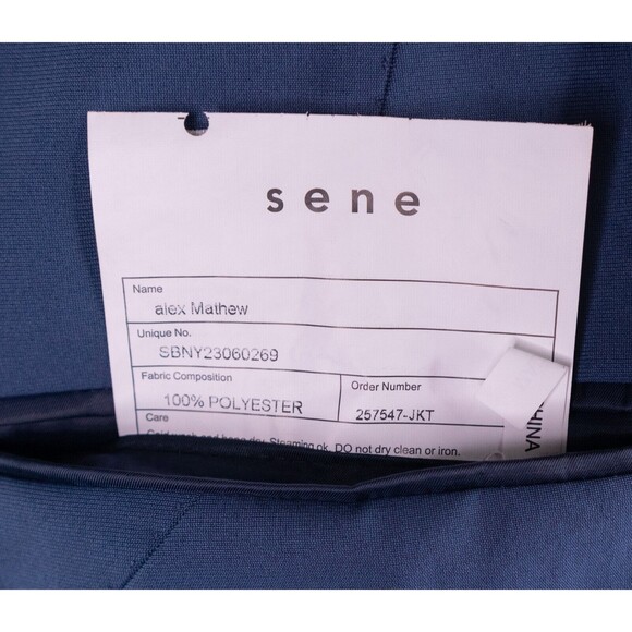 Sene Solid Blue Sport Blazer Unstructured Blazer Jacket Coat Taupe Size 44R EUC - Picture 11 of 13